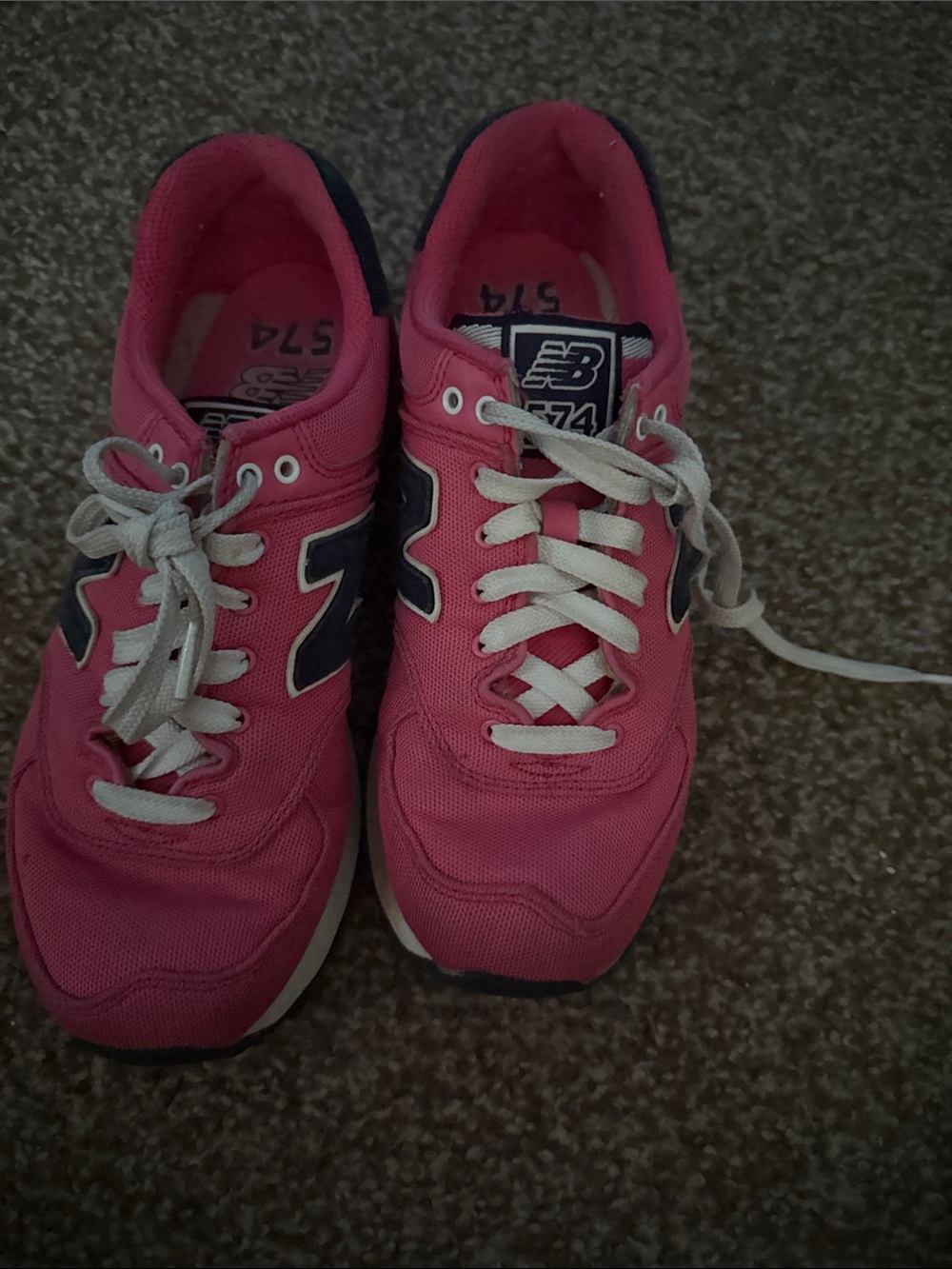 New Balance 574 Women’s Pink and Navy Running Sneakers